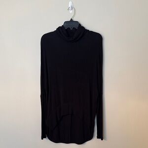 bobi Black Long-Sleeve Draped Cowl Neck Top